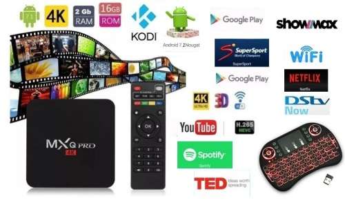 DSTV NOW, MXQ PRO,  Android TV Box, Mxq, 2gig and 16gig with BACKLIT KEYBOARD Remote, SHOWMAX