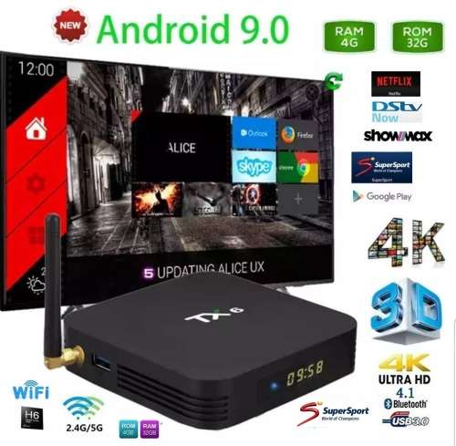 TX6 4gig RAM 32gig ROM, DSTV NOW, NETFLIX, SHOWMAX, 5G WIFI, Android 9.0