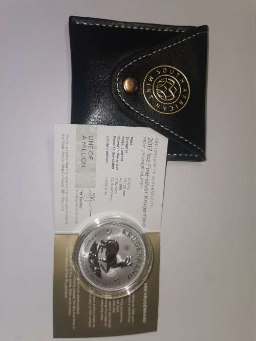 2017 Silver Krugerrand 1 Oz  50th Anniversary -Premium Uncirculated in Capsule, Pouch ,Certificate