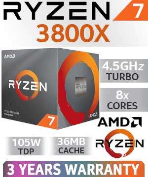 AMD RYZEN 7 3800X 8-Core 16-Threads 3.9GHz (4.5GHz Max Boost) Socket AM4 105W Desktop Processor