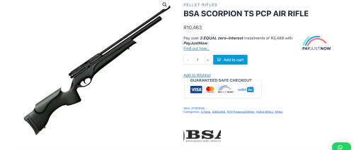 BSA SCORPION TS PCP COMBO(AIR RIFLE 5.5MM/ .22) RETAIL OF R15,816!!