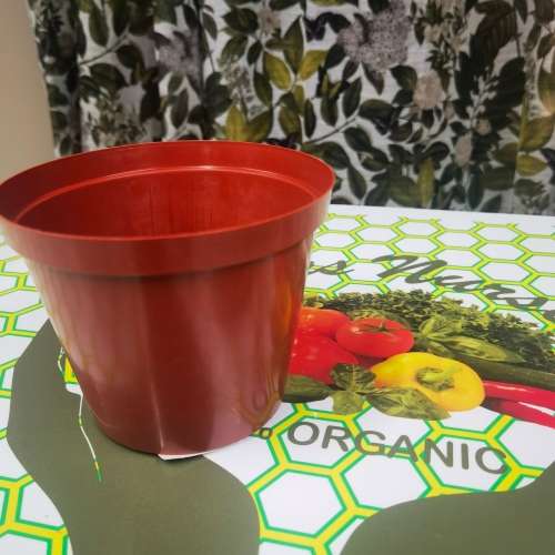 Terracotta Brown Plastic Round Planting Pot 15cm