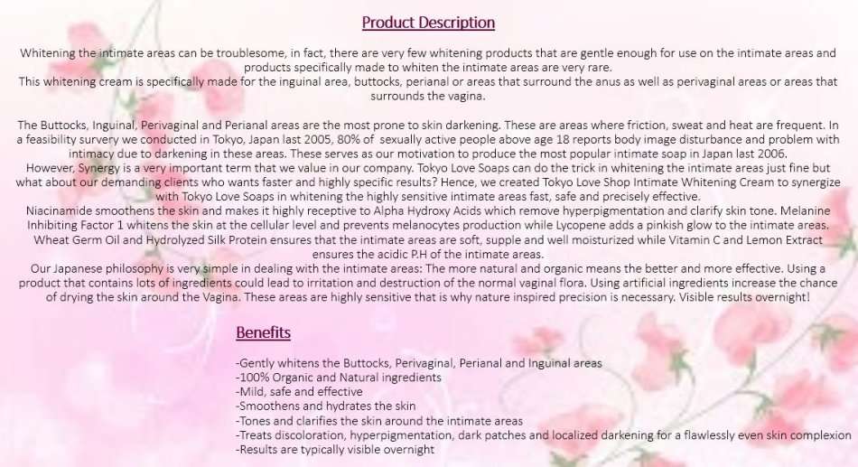 Japanese Intimate Whitening Cream (Intimate Areas)