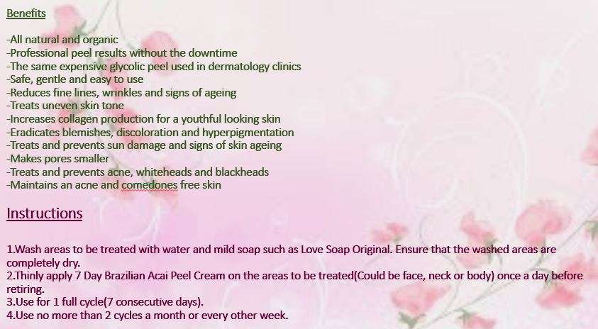 Japanese 7 Day Brazilian Acai Peel Cream, 30g