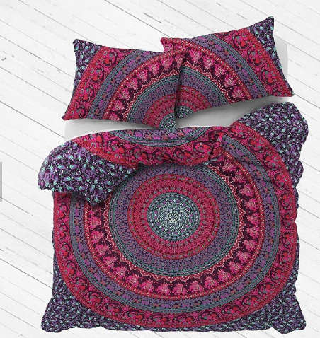 300TC; Duvet and Pillow case; Cotton; Mandala; King; Boho; 100% Indian cotton;