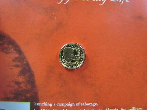 Nelson Mandela Nobel peace prize 1/10th oz fine gold medallion in Red booklet - Mint of Norway