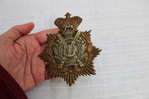 Boer war Scottish King's Borderers helmet plate and centre - rare!