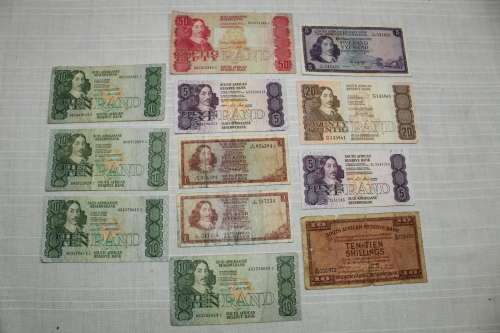 My last old SA bank notes - take all 12 for R 325!!