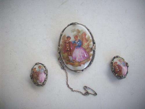 Limoges brooch and matching earing set...stunning! REDUCED!