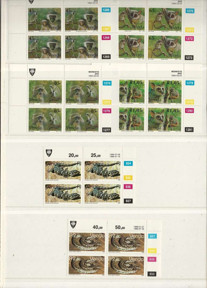 KABE ALBUM (8 page/16 side) Venda with 36 sets/186 Control Blocks to 1994!! SACC Combined Cat R3500+