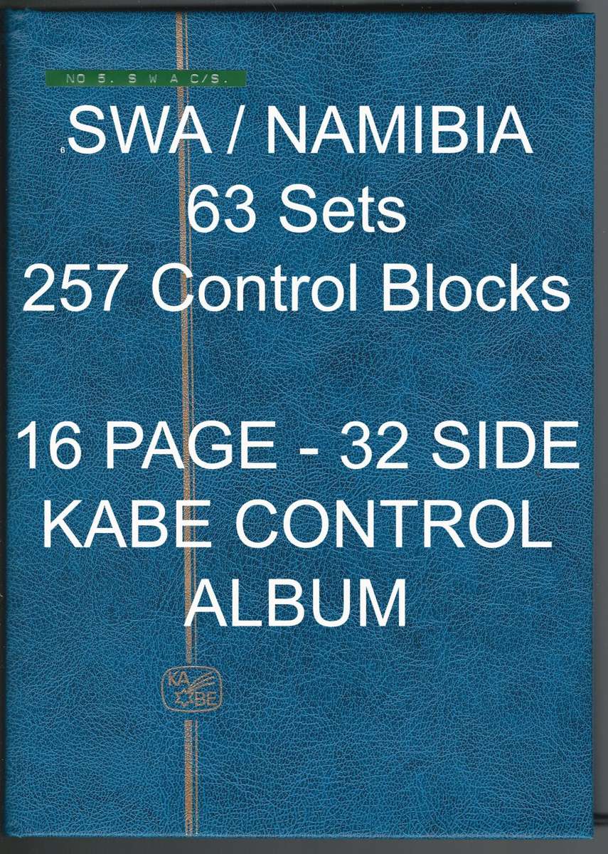 KABE ALBUM (16 page/32 side) SWA/NAMIBIA with 63 sets/257 Control Blocks/Strips!! SACC Cat R3500+
