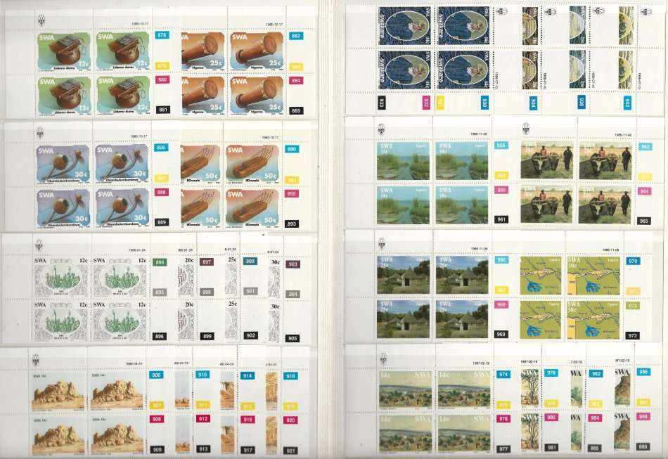 KABE ALBUM (16 page/32 side) SWA/NAMIBIA with 63 sets/257 Control Blocks/Strips!! SACC Cat R3500+