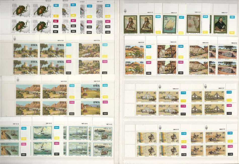 KABE ALBUM (16 page/32 side) SWA/NAMIBIA with 63 sets/257 Control Blocks/Strips!! SACC Cat R3500+