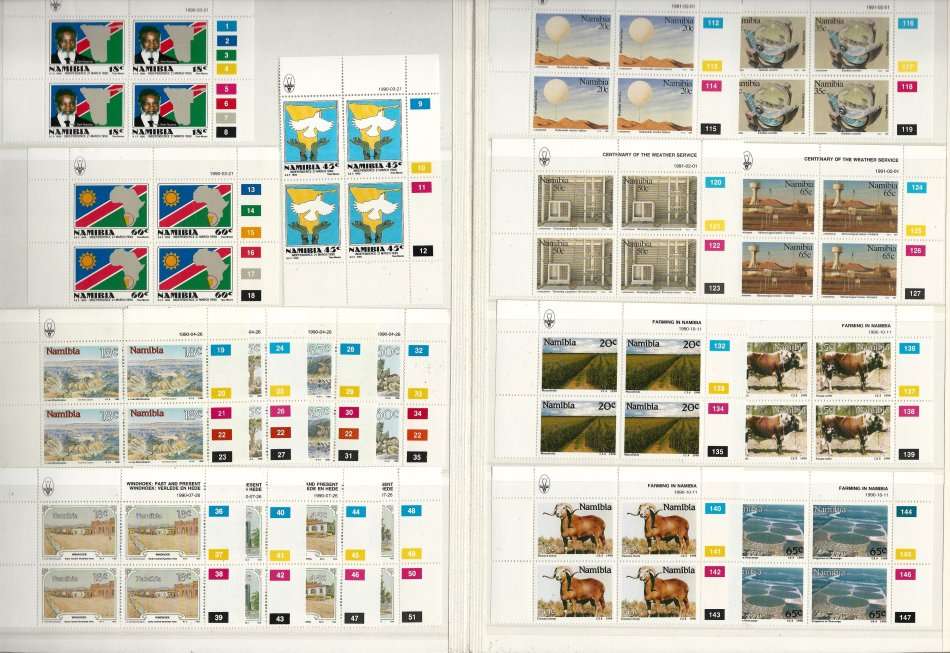 KABE ALBUM (16 page/32 side) SWA/NAMIBIA with 63 sets/257 Control Blocks/Strips!! SACC Cat R3500+