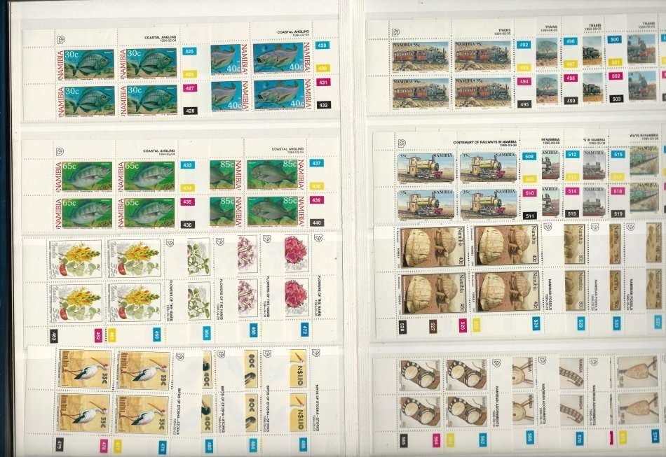 KABE ALBUM (16 page/32 side) SWA/NAMIBIA with 63 sets/257 Control Blocks/Strips!! SACC Cat R3500+