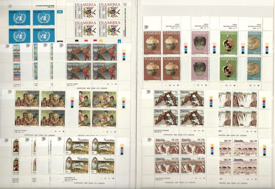KABE ALBUM (16 page/32 side) SWA/NAMIBIA with 63 sets/257 Control Blocks/Strips!! SACC Cat R3500+