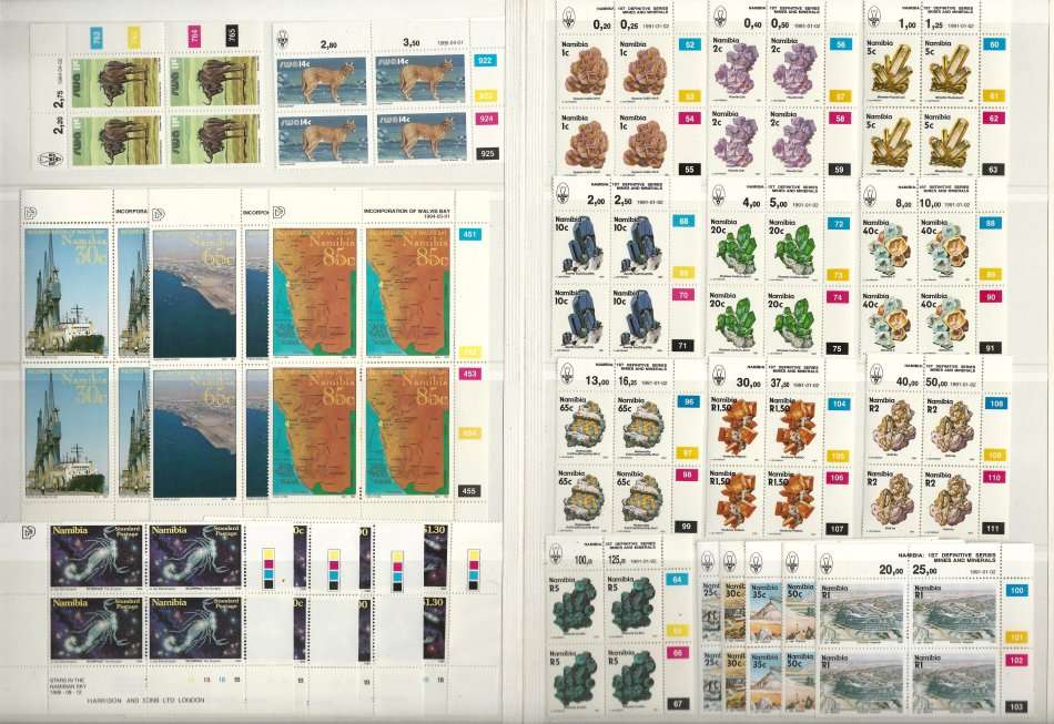 KABE ALBUM (16 page/32 side) SWA/NAMIBIA with 63 sets/257 Control Blocks/Strips!! SACC Cat R3500+