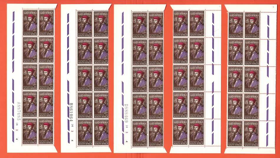 RSA - 1964 Calvin Commemorative Extd Controls A B D with at least one Variety.. Crisp Clean VF/MNH