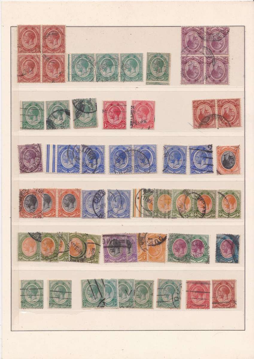 SA Union 1913: 1½d  KGV Heads - Mixed Accumulation on Page Inverted Wmks on 1½d, 2d, 3d - Good Cat
