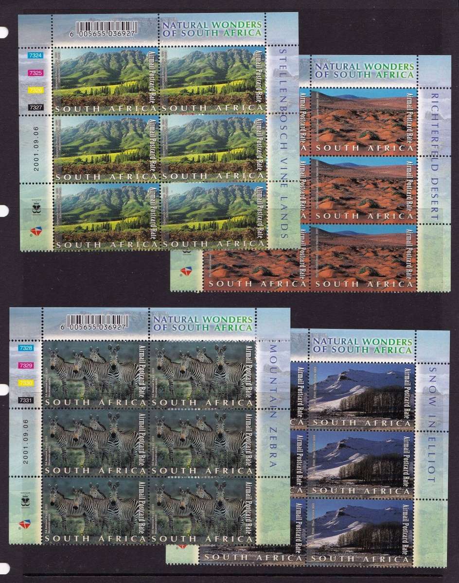 RSA: 2001 Natural Wonders - Full Set of 10 Control Blocks of Six + FDC's High Cat SACC1439/48 R1440