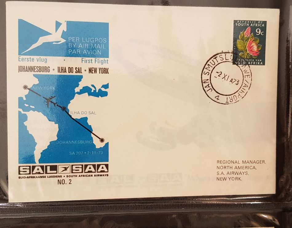 RSA: SAA No.2 1st Flight Cover to New York, Very Clean, Missing from Many SAA collections, High Cat