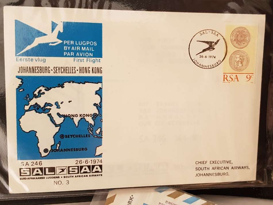 RSA: SAA No.3 1st Flight Cover to Hong Kong, Very Clean, Missing from Many SAA collections, High Cat