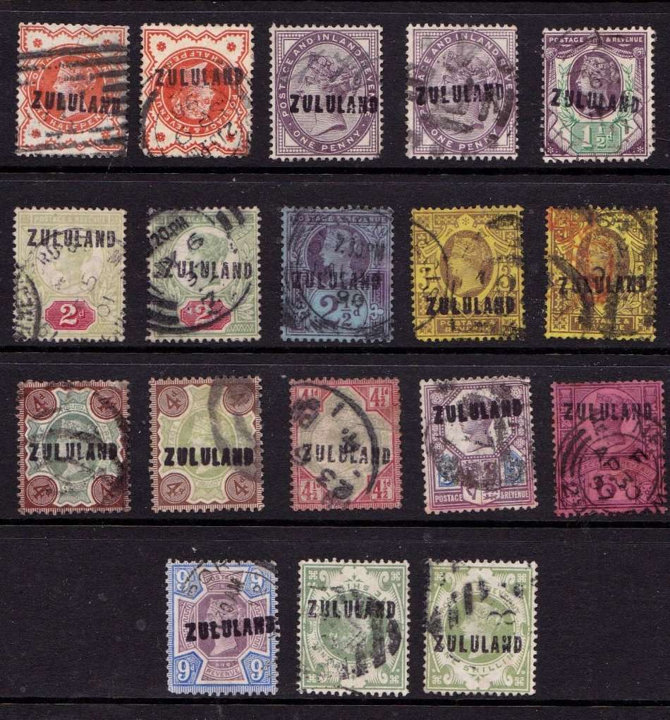 ZULULAND:- OVERPRINT FORGERIES on 1880's QV Duties, Great Study Lot!!! Difficult accumulation!!