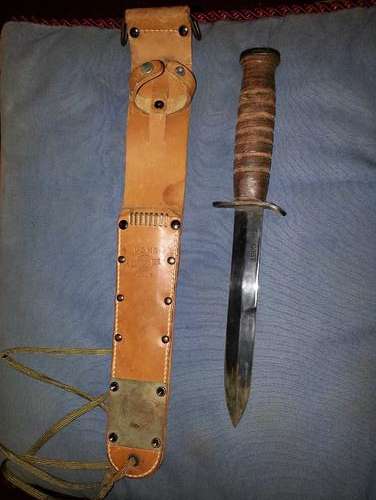 WWII M3 CASE Blade Marked, Trench & Fighting Knife, With M6 BARWOOD Scabbard Excellent Condition