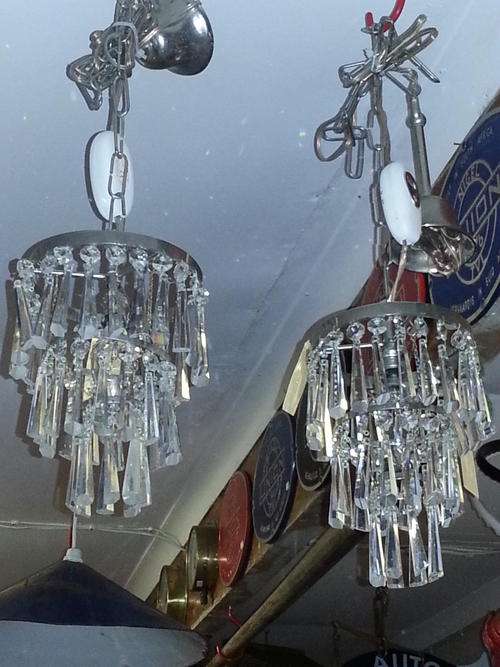 Pair Of Beautiful Crystal Chandeliers 18 cm diameter x 22 cm high