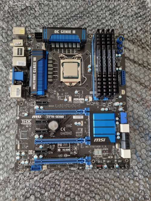 MSI Z77A-GD80 Motherboard + Intel I7 3770K Cpu + 32GB Corsair Vengeance Ram