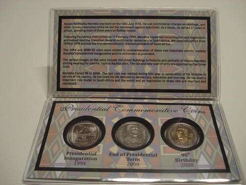 Presidential Mandela R5 Coin set - 1994, 2000 and 2008