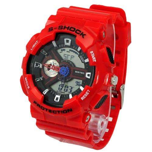 Fashion Multi-functional EL Light 30M Waterproof Dual Time Analog Digital Stop Sports Watch