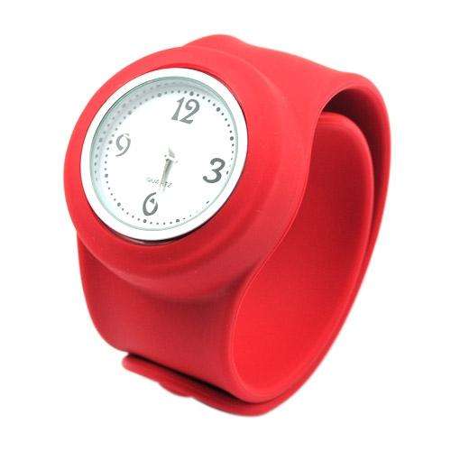 Fashion Flexional Fixed Band Sporty Silicone Quartz Wrist Watch No Need Clasp Red