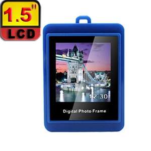 1.5inch LCD Digital Photo Frame Keychain with Clock Blue