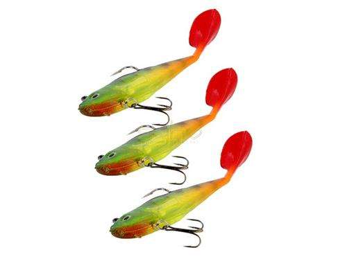 3pcs Soft Plastic Lifelike Swimming Fish Shape Fishing Lures Bait with Dual Hooks