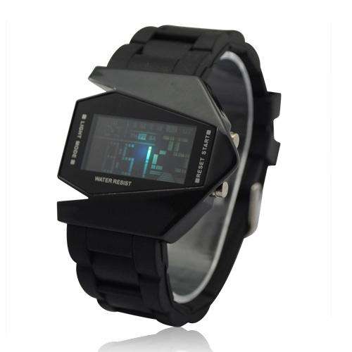 Stylish LED Digital Binary Wrist Watch with Black Silicone Band