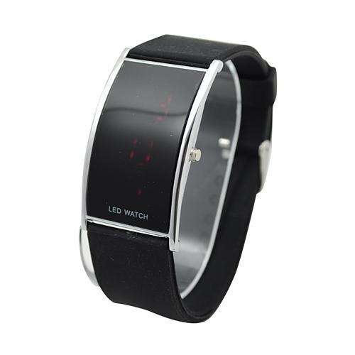 Binary LED Red Light Digital Wrist Watch with Black Band