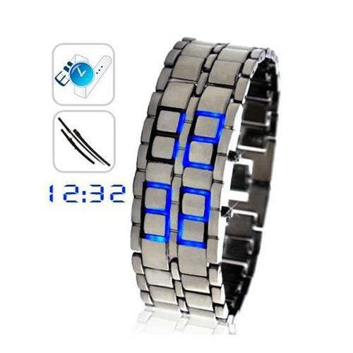 Japanese Style inspired Iron Samurai Metal Blue LED Faceless Watch , CRAZY!!