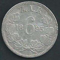 1895 - ZAR Sixpence / 6d . VF condition as per scan.