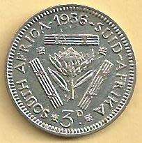 1956 - Threepence / Tickey. - VF condition as per scan.