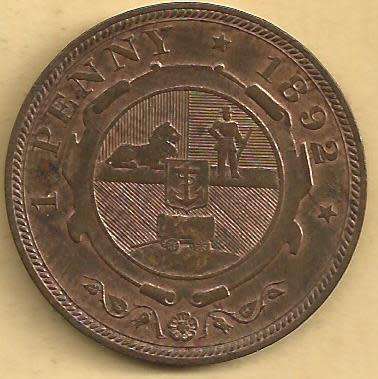 1892 - ZAR  Penny / 1 d . - EF details as per scan.