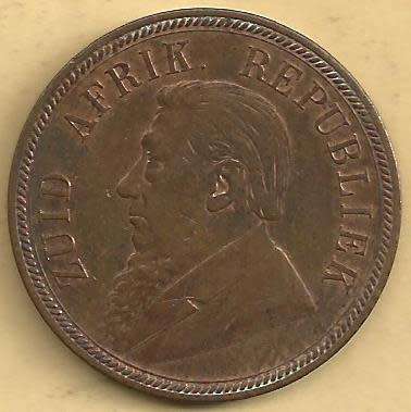 1892 - ZAR  Penny / 1 d . - EF details as per scan.