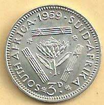1959 - Threepence / Tickey. - EF condition as per scan.