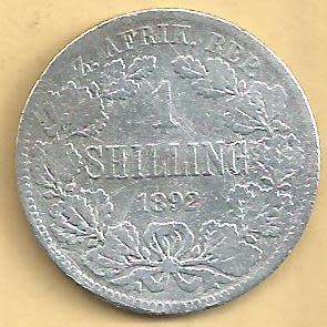 Scarce - 1892 - One Shilling /  1/- . - Fair condition as per scan.