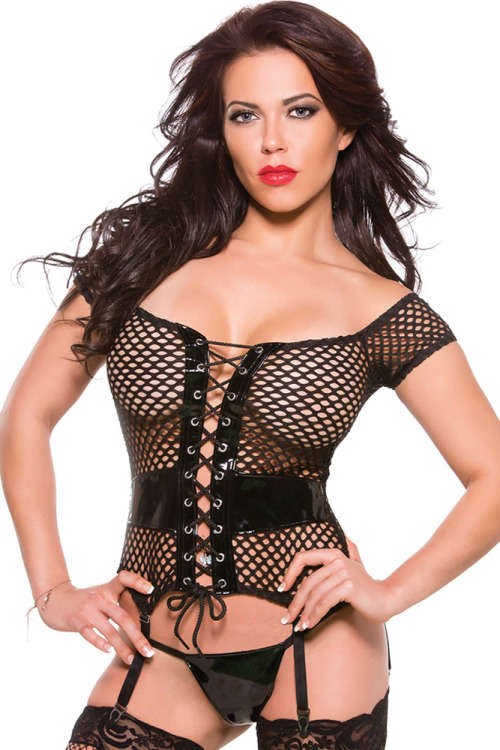SEXY BLACK FISHNET BUSTIER