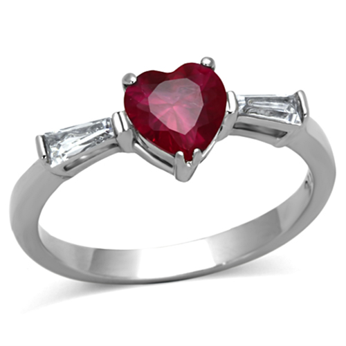 PRETTY HEART SHAPED SIMULATED RUBY LADIES RING