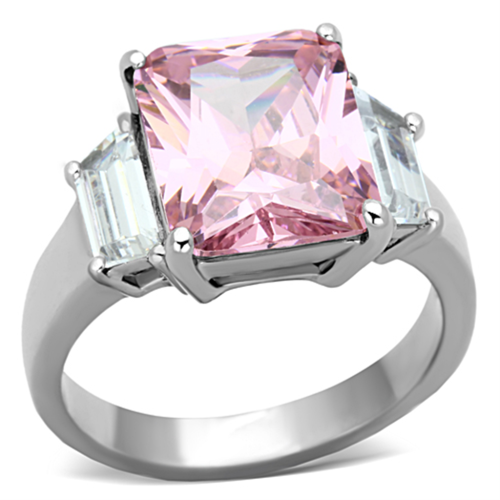 EYE CATCHING SPARKLING SIMULATED PINK TOPAZ AND SIMULATED DIAMOND LADIES RING