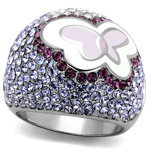 SPARKLING BUTTERFLY DESIGN SIMULATED DIAMOND LADIES RING