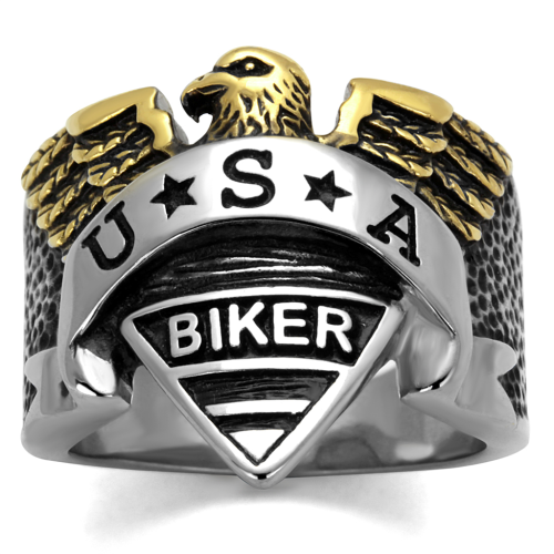 AWESOME AMERICAN BIKER MENS SOLID STAINLESS STEEL RING