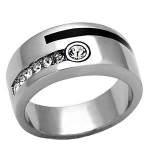 ON TREND DESIGN MENS SOLID STAINLESS STEEL SIMULATED DIAMOND RING